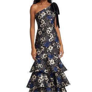 Monique Lhuillier Black and Silver Dress